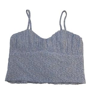 Princess Polly Blue Floral Crop Top Size 10